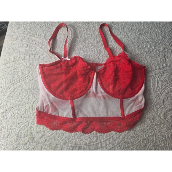 Auden Red Lace Underwire Bra*Bustier*Back Closure*Sissy*Femboy*Cosplay*XL*EUC - Picture 10 of 10